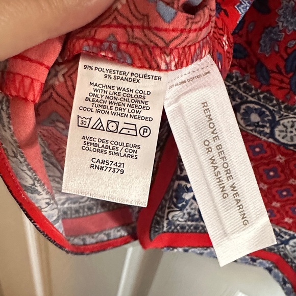 Red and Blue Patterned Long Sleeve Dress - Picture 8 of 9